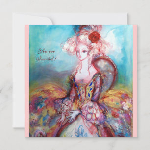 Invitación MADAME POMPADOUR, Fiesta de Disfraces de Oro