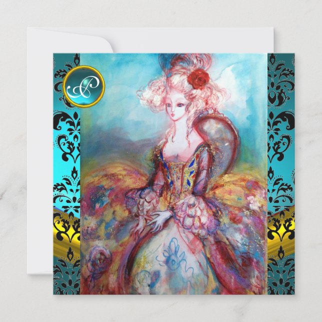 INVITACIÓN MADAME POMPADOUR,MONOGRAMA DE FLORES DE DAMASCO NE (Anverso)