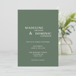 Invitación Madeline Forest Green Simple Moderno Boda