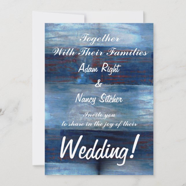 Invitación Madera azul, Boda ruso (Anverso)