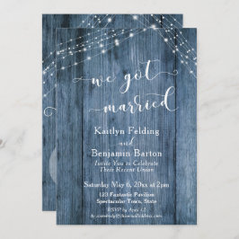 Invitación Madera Azul Rusa Y Luces Nos Casamos