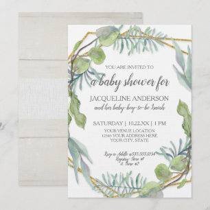 Invitación Madera Baby Shower neutra de género Woodsy Greener