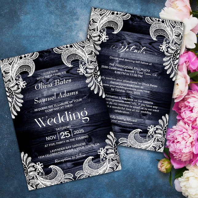 Invitación Madera Blanca De Lace En Un Boda (Subido por el creador)