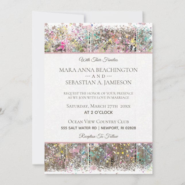 Invitación *~* Madera con problemas de Shabby Arcoiris rústic (Anverso)