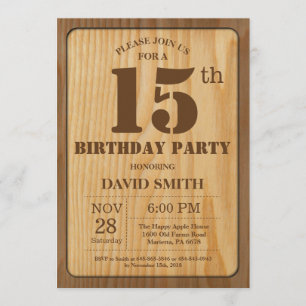 Invitación Madera cosecha rústica 15 cumpleaños