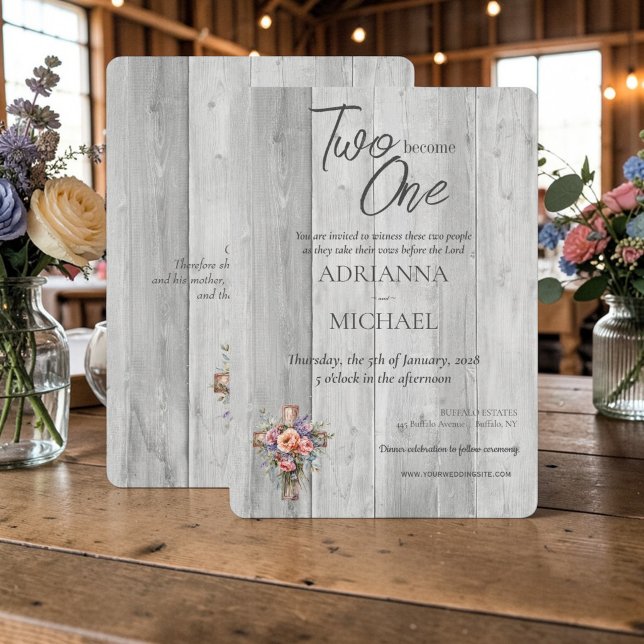 Invitación Madera Cristiana Dos se Convierten en Uno (Subido por el creador)