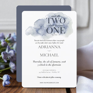 Invitación Madera Cristiana Dos se Convierten en Uno Acuarela