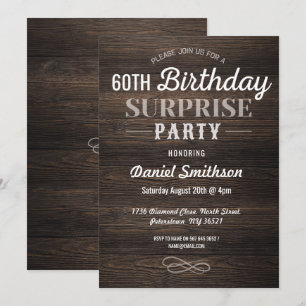 Invitación Madera Cumpleaños Sorpresa Rústica Hombres Invitan