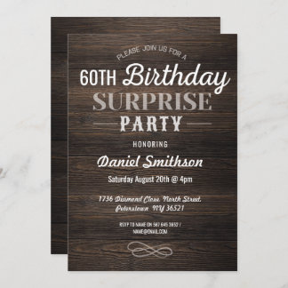 Invitación Madera Cumpleaños Sorpresa Rústica Hombres Invitan