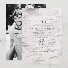Invitación Madera de Abedul Blanco Granero Rústico Boda Fotog