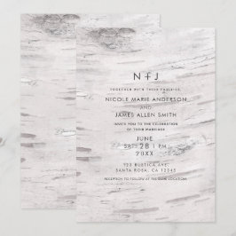 Invitación Madera de Abedul Blanco Granjero Rústico Boda de C