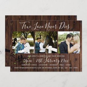 Invitación Madera de Collage de fotos Rústico