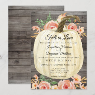 Invitación Madera de coral de calabaza floral de color de agu