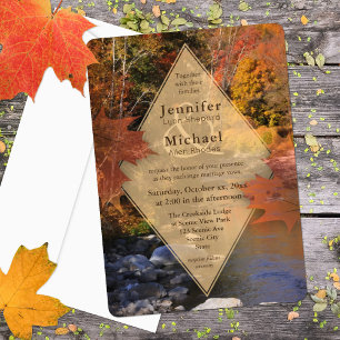 Invitación Madera de Creekside hojas de arce de otoño boda