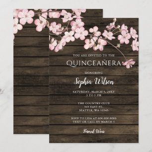 Invitación Madera de cultivo Sakura Flor de cerezo rosa Quinc