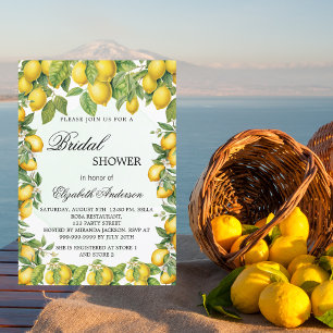 Invitación Madera de ducha de novia limones verde elegante