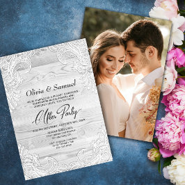 Invitación Madera de encaje blanco Foto personalizada Boda De