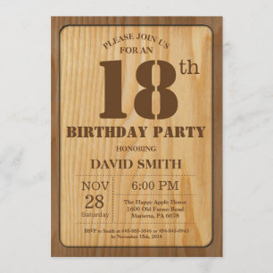 Invitación Madera de época rústica 18 cumpleaños