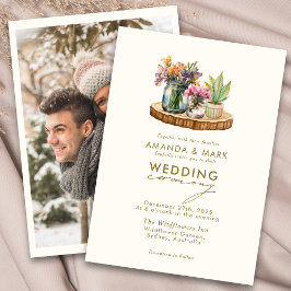 Invitación Madera de flores silvestres Mason Jars Boho Bohemi