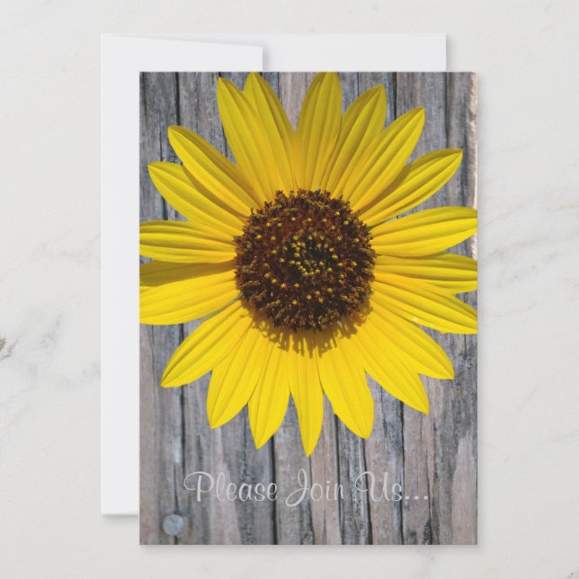 Invitación Madera de girasol Boda con verso (Anverso)