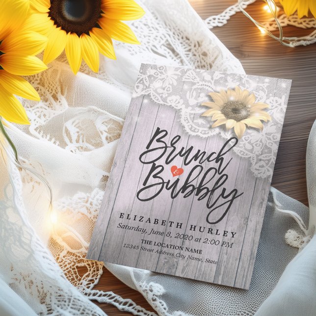 Invitación Madera de girasol brunch y bubbly Bridal Shower La (Subido por el creador)