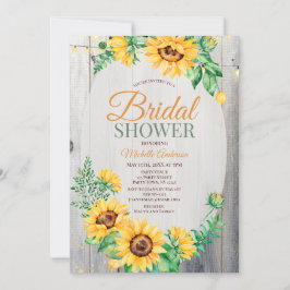 Invitación Madera de girasol y luces rusas ducha de novia