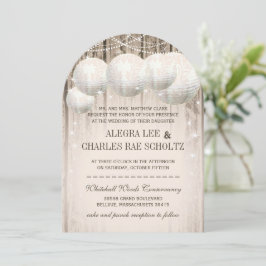 Invitación Madera de granero bajo las estrellas Linterna de p