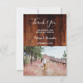 Invitación Madera de granero rústico Gracias boda de fotos