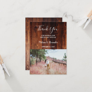 Invitación Madera de granero rústico Gracias boda de fotos