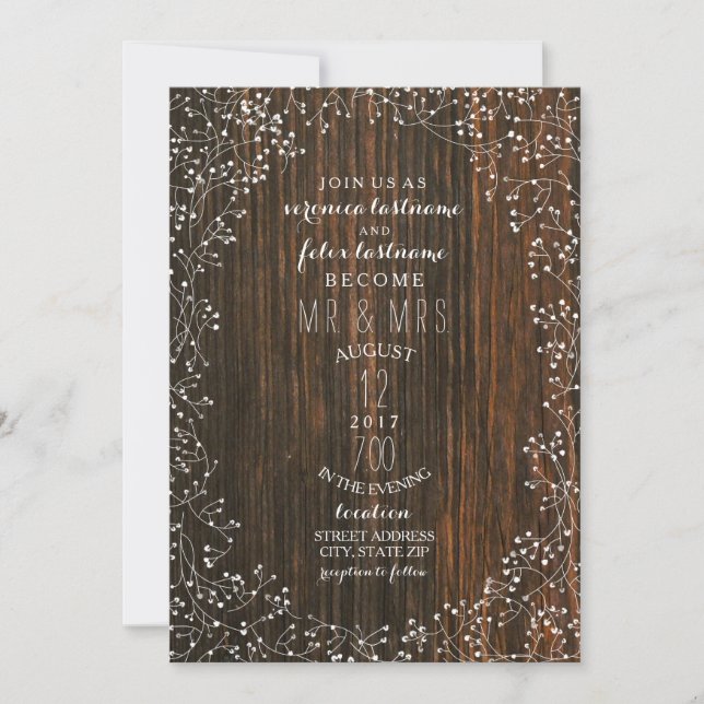 Invitación Madera de granero y Boda de granero rústico para l (Anverso)