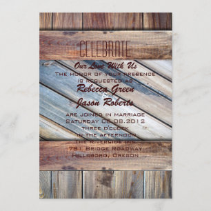 Invitación madera de grano Cowboy Boots Campo occidental Boda