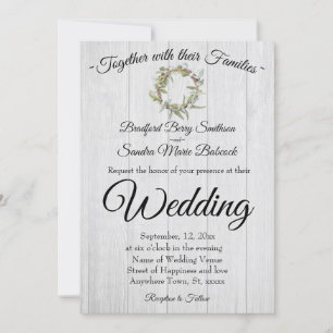Invitación Madera de grano de grises ruidosos, Boda de guirna