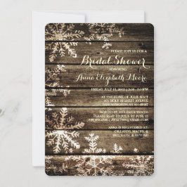 Invitación Madera de grano de nieve enciende ducha de novia e