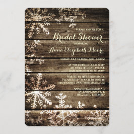 Invitación Madera de grano de nieve enciende ducha de novia e