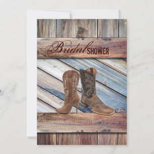 Invitación madera de grano Ducha de novia Cowboy Western coun