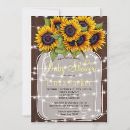 Invitación Madera de grano marrón rústica de mascarón de bebé