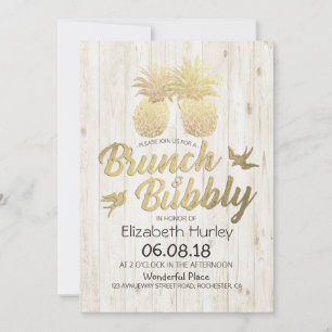 Invitación Madera de guisantes de piña de oro de brunch y bub