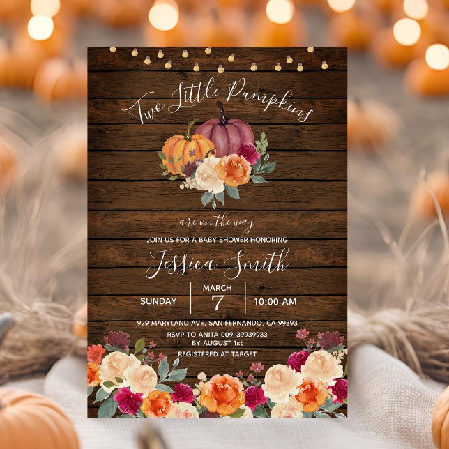 Invitación Madera de luz de cadena Dos Pequeño Calabaza Baby  (Subido por el creador)