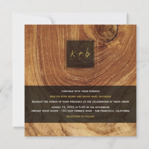Invitación Madera de madera de teca Grain Madera Viejo Boda d
