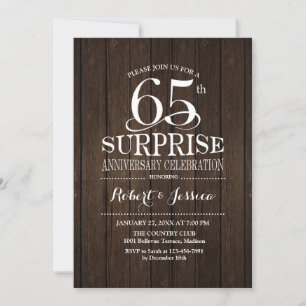 Invitación Madera del 65° aniversario de Boda Sorpresa