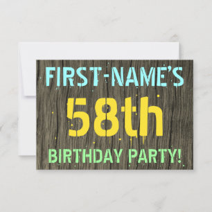 Invitación Madera falsa, aspecto de texto pintado, cumpleaños