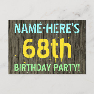 Invitación Madera falsa, aspecto de texto pintado, cumpleaños