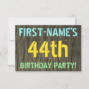 Invitación Madera falsa, aspecto de texto pintado, cumpleaños