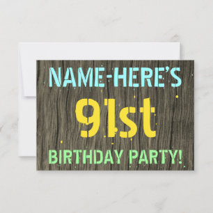 Invitación Madera falsa, aspecto de texto pintado, cumpleaños