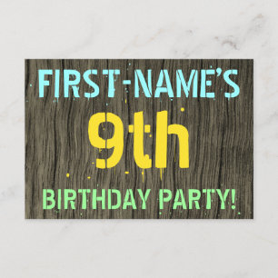 Invitación Madera falsa, aspecto de texto pintado, cumpleaños