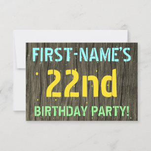 Invitación Madera falsa, aspecto de texto pintado, cumpleaños
