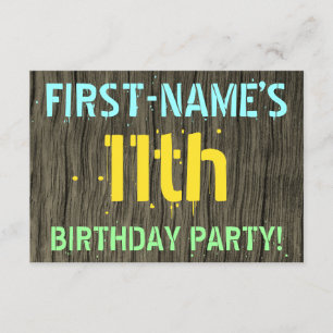 Invitación Madera falsa, aspecto de texto pintado, cumpleaños