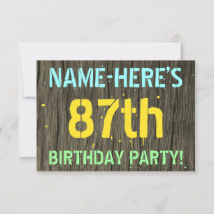 Invitación Madera falsa, aspecto de texto pintado, cumpleaños