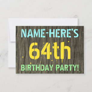 Invitación Madera falsa, aspecto de texto pintado, cumpleaños