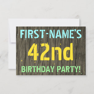 Invitación Madera falsa, aspecto de texto pintado, cumpleaños